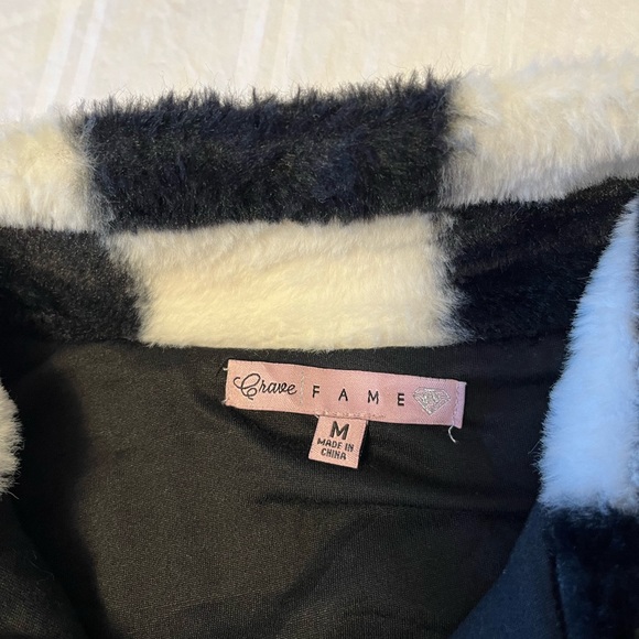 Crave Fame Juniors Checkered Bomber Jacket - Picture 6 of 12